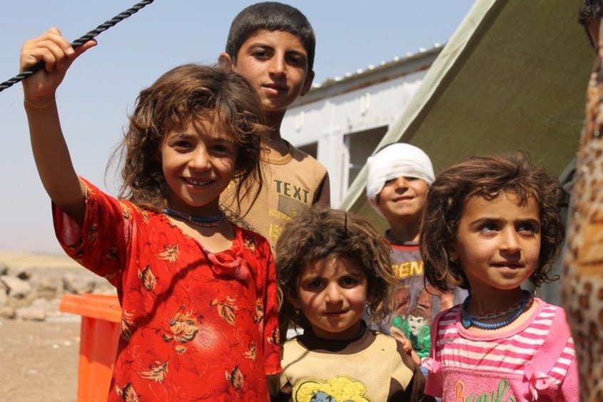 Iraqi refugee children at Newroz camp